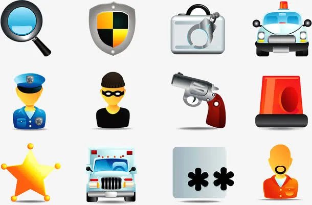 一组警匪图标免抠