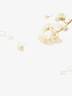 国风银杏叶线稿免抠