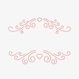 红色卡通花纹线条免抠