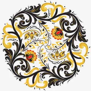 黄黑底纹花纹png免抠