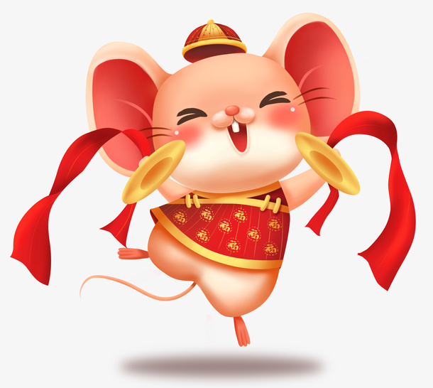 新春鼠年开红包卡通免抠