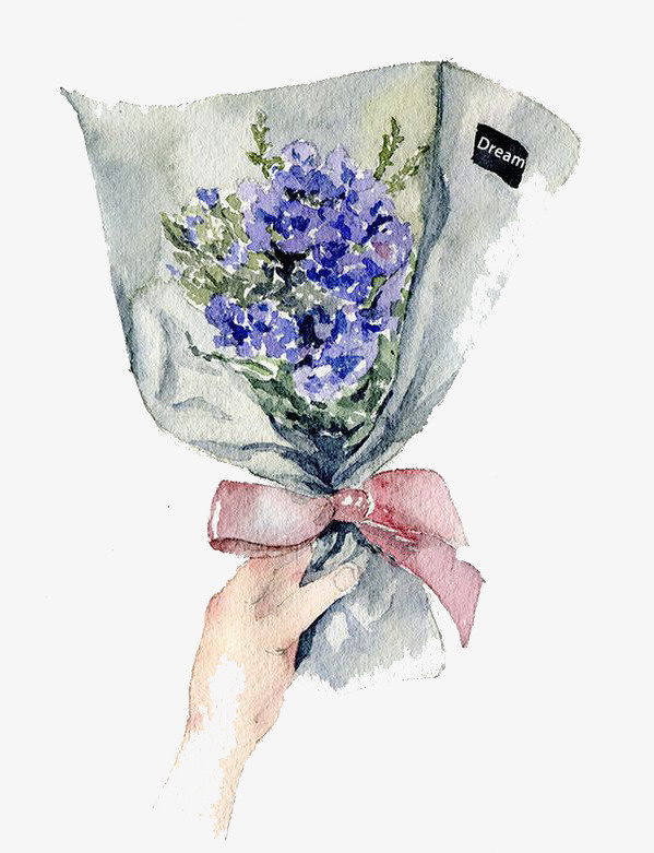 蓝色鲜花免抠