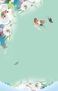 绿色小清新插画桃花燕子春天海报背景高清文艺清新背景