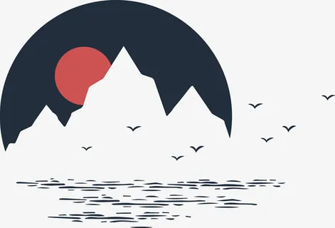 日落黑白花臂图案免抠