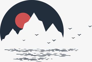 日落黑白花臂图案免抠