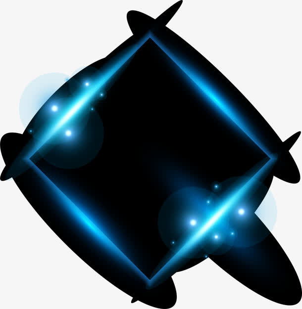 蓝色闪耀框架免抠