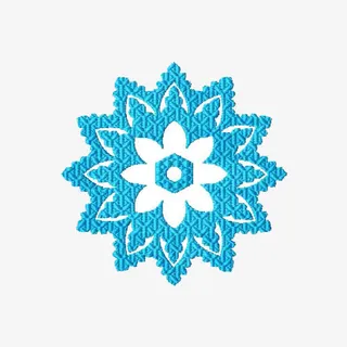 蓝色花朵花边雪花素材免抠