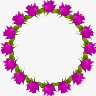 紫色玫瑰花边框免抠