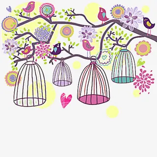 树枝上的笼子图片素材免抠