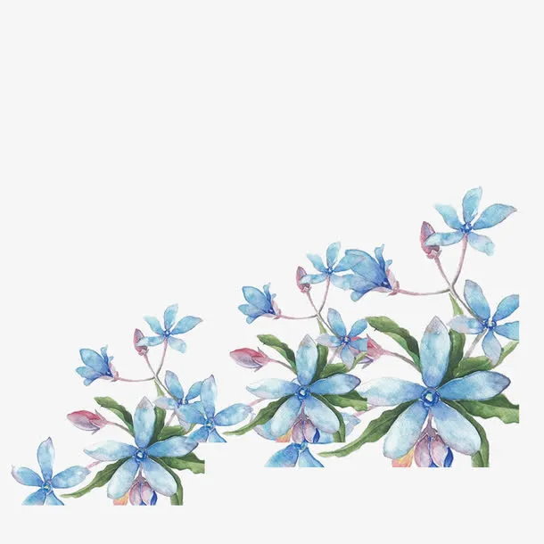 蓝色鲜花免抠