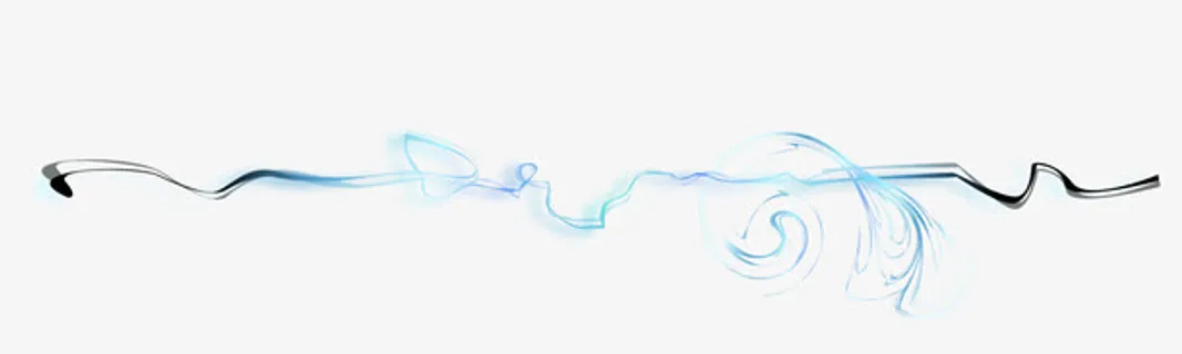 韩国时尚花纹装饰蓝色线条免抠