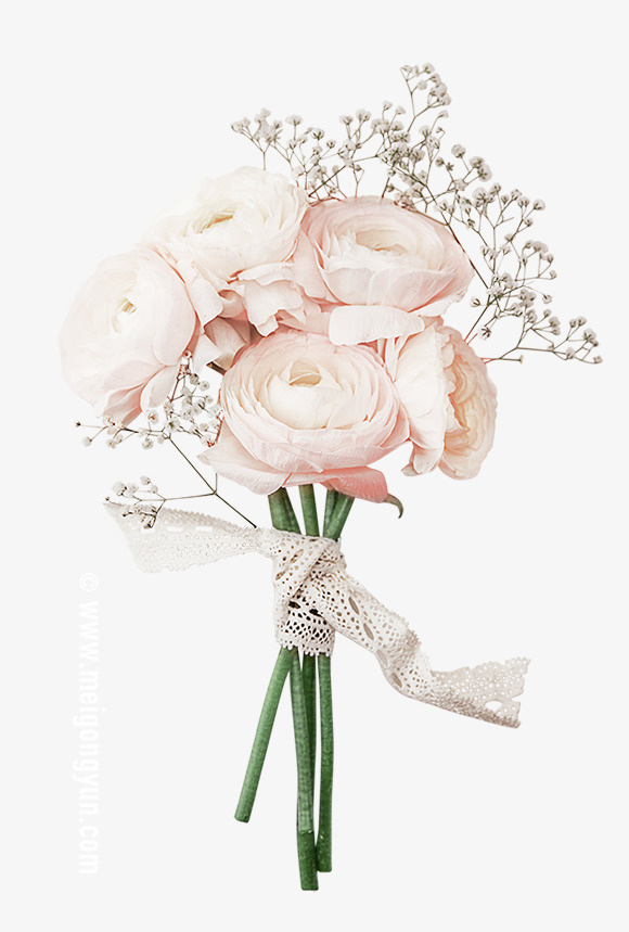 手捧鲜花白色免抠