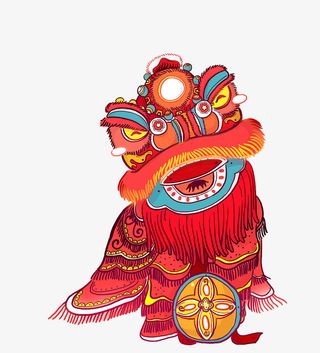 大头娃娃逗红醒狮免抠