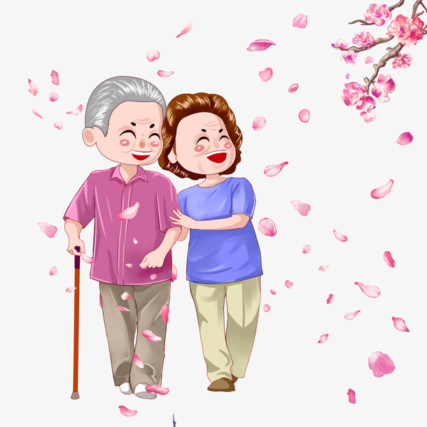 开心老奶奶两人元素免抠