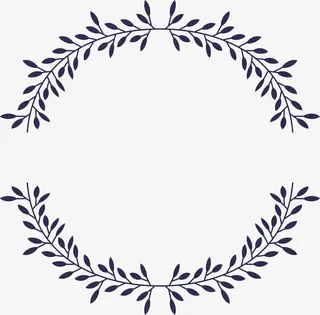 深蓝色树枝标题框免抠