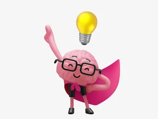 C4D 大脑 卡通 灯泡 灵感免抠