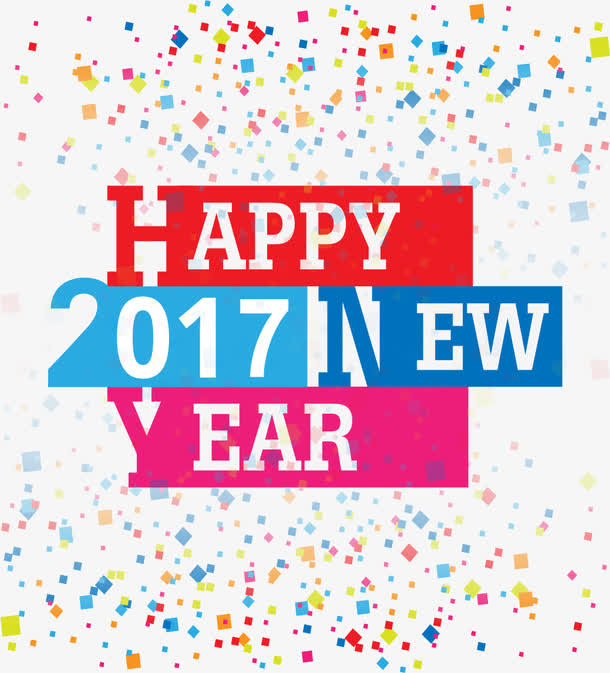 彩色几何块背景2017元旦海报