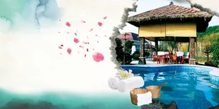 水墨温泉会所广告宣传海报背景素材高清