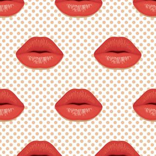 卡通红唇底纹免抠