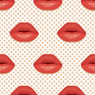 卡通红唇底纹免抠