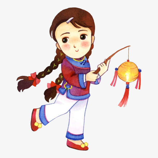 提灯笼的女孩免抠