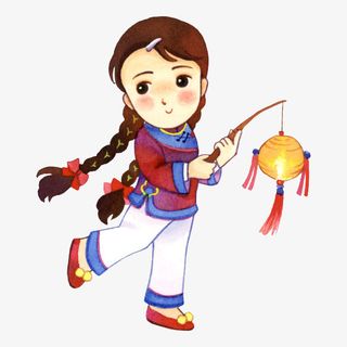 提灯笼的女孩免抠