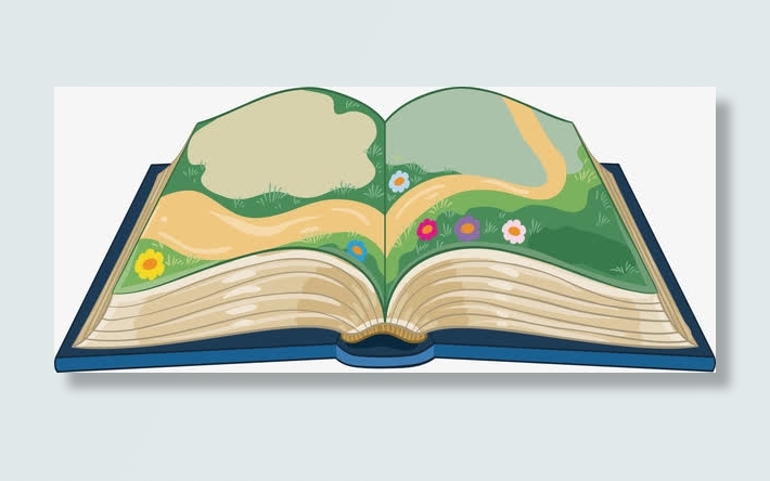 一本翻开的童话书免抠