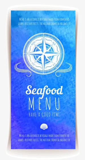 蓝色海鲜卡片矢量免抠