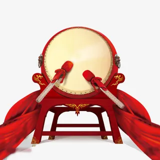 开业锣鼓喜庆过年红绸免抠