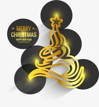 金色阴影圣诞树免抠