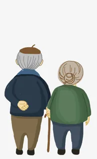 手绘重阳节老人背影元素免抠