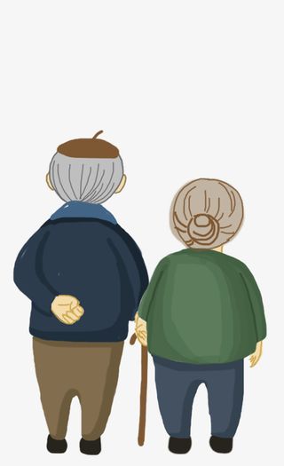 手绘重阳节老人背影元素免抠