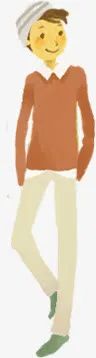 春天时尚手绘人物男士免抠