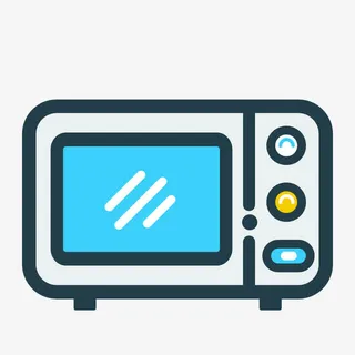 灰色手绘线稿微波炉元素免抠