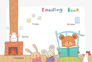 卡通英语阅读书本免抠