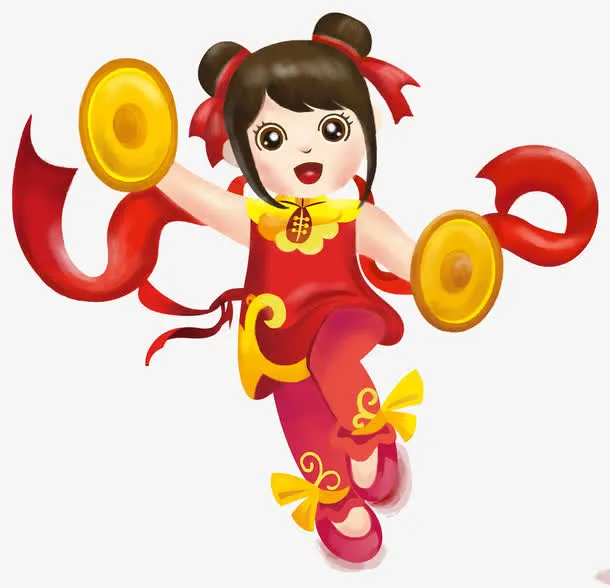 手绘装饰年画娃娃素材免抠