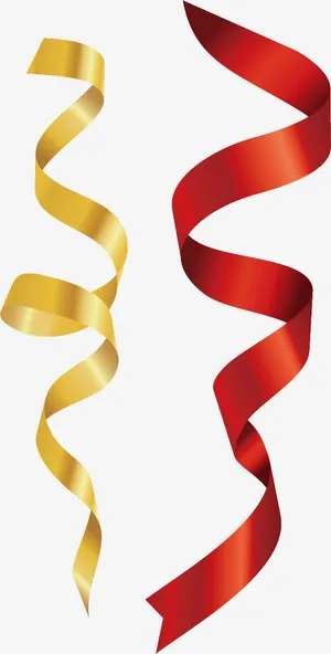 矢量两根扭曲的彩带免抠漂浮彩带元素