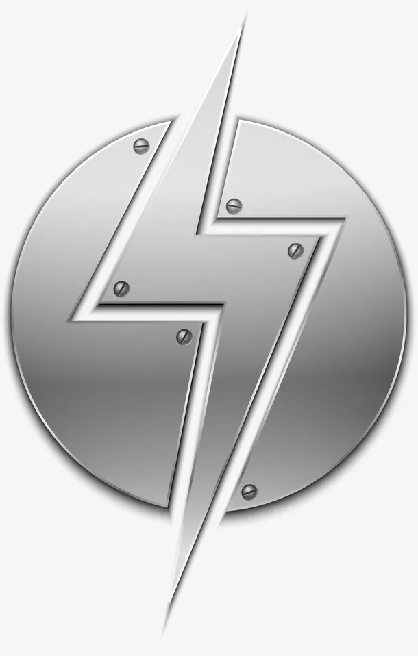 银色闪电徽章免抠