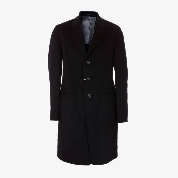 黑色山羊绒男士大衣免抠