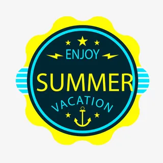 暑假标签素材免抠