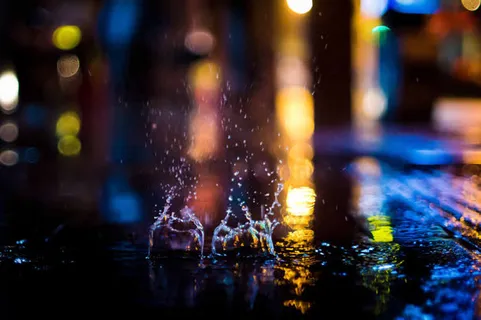 夜景景深效果雨水滴落免抠