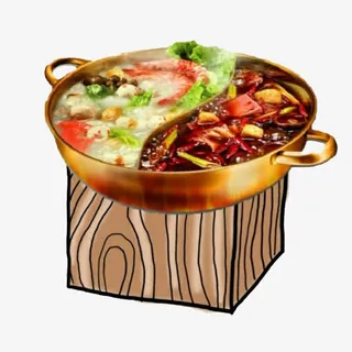 微辣的海鲜鸳鸯火锅插画免抠