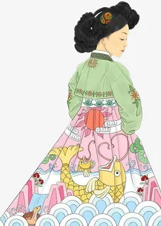 韩国盘发女人免抠