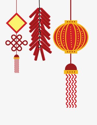 红色的灯笼和鞭炮免抠