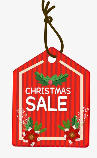 圣诞红果设计标签免抠