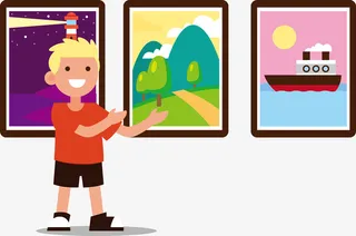 卡通画展展示素材免抠