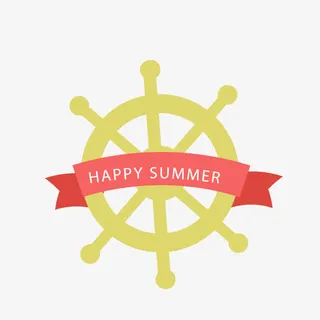 夏季海边度假标签免抠