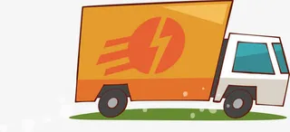 飞奔的快递车免抠