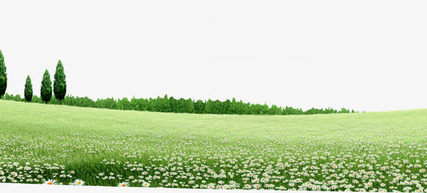 郊外春天清新风景花田免抠