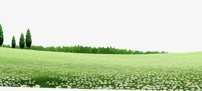 郊外春天清新风景花田免抠